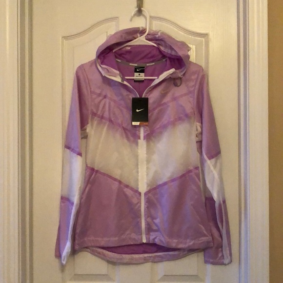 white and purple nike jacket